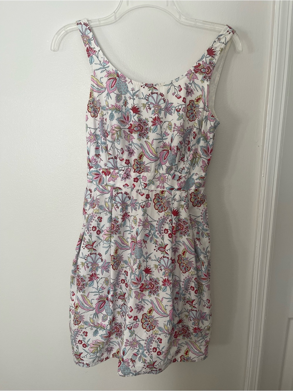 Jack Wills White Floral Mini Dress with Pink & Blue Details